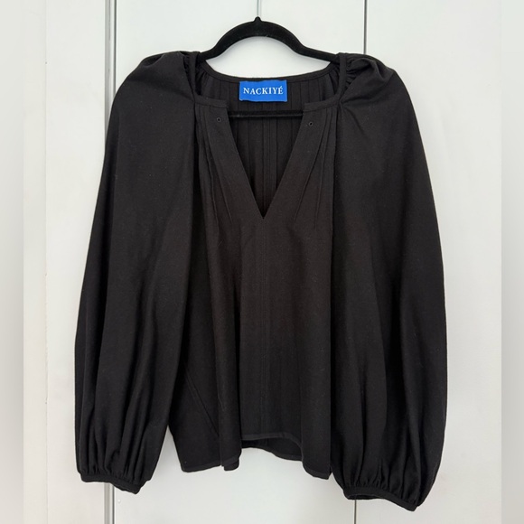 Nackiye Tops - NACKIYE Grand Bazaar 100% Wool Top / Blouse in Noir